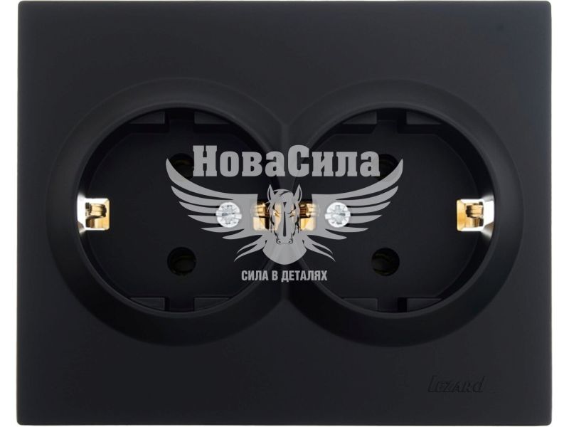 Розетка подвійна Lezard Vesna з/з, антрацит (742-4200-127B)