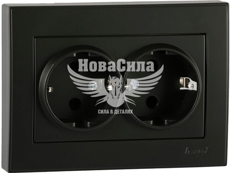 Розетка подвійна Lezard Rain з/з ПБТ, антрацит з боковою вставкою (703-4242-127B)