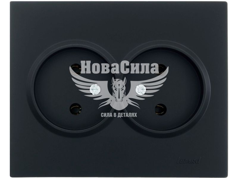 Розетка подвійна Lezard Vesna б/з, антрацит (742-4200-128B)