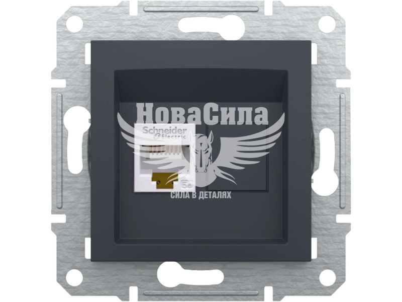 Розетка комп'ютерна Schneider Electric Asfora RJ45 CAT5e, антрацит, (без рамки) (EPH4300171)