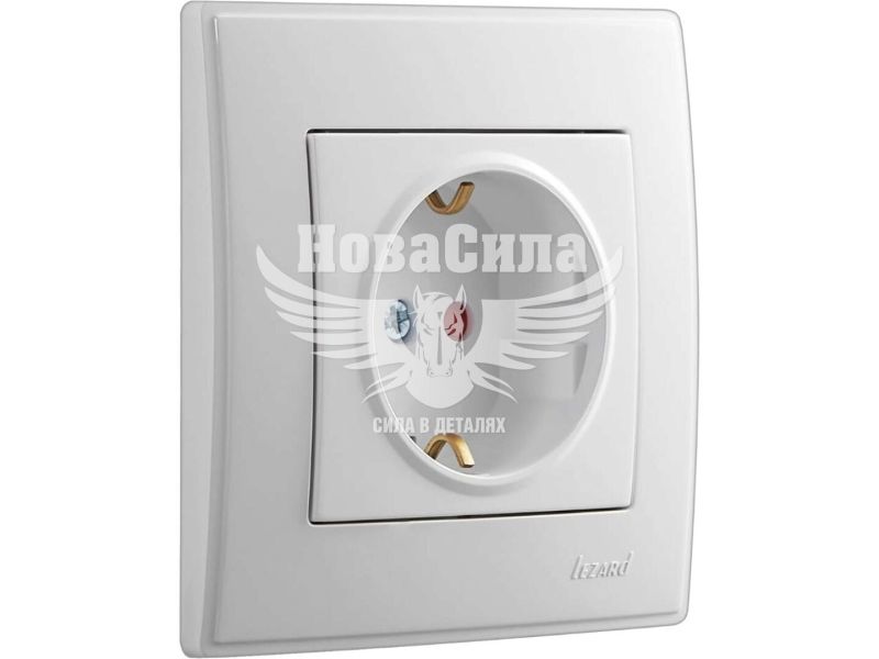 Розетка одинарна Lezard Lesya з/з з захистом від дітей, білий (705-0202-124B)