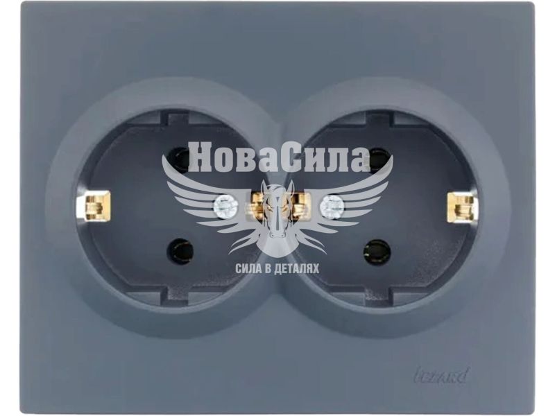 Розетка подвійна Lezard Vesna з/з, шефілд грей (742-3400-127B)