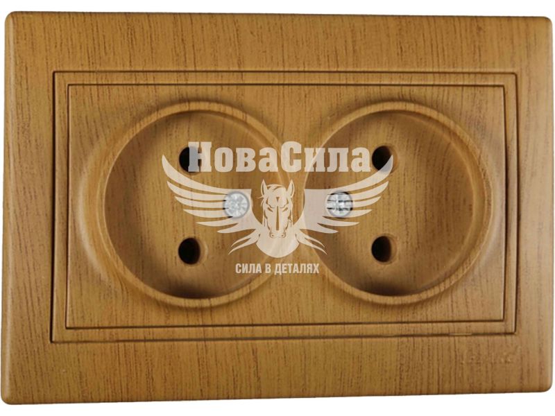 Розетка подвійна Lezard Mira б/з ПБТ, дуб класичний матовий (701-5151-128В)
