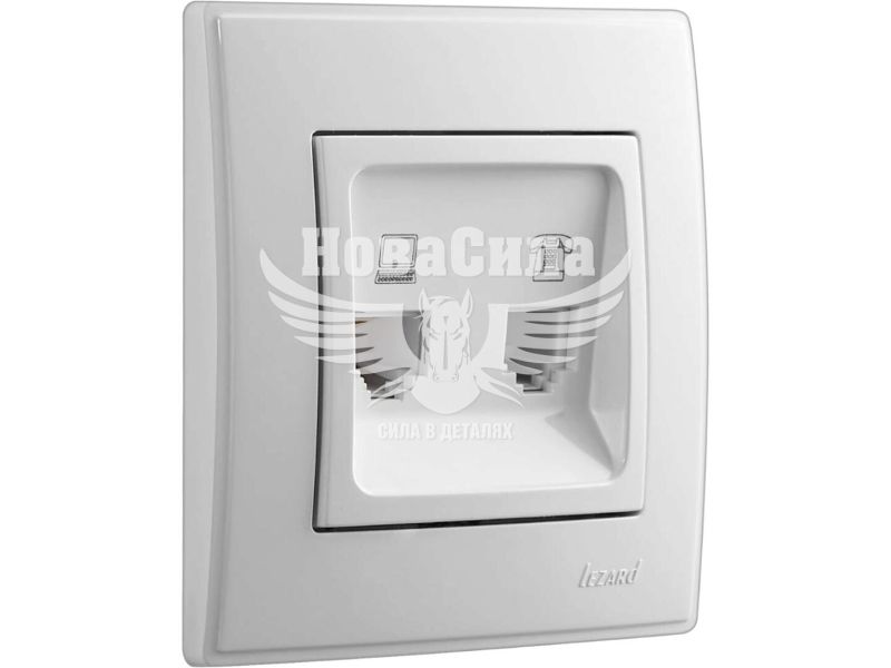 Розетка комп'ютер + телефон Lezard Lesya RJ45 CAT5 + RJ11, білий (705-0202-143)