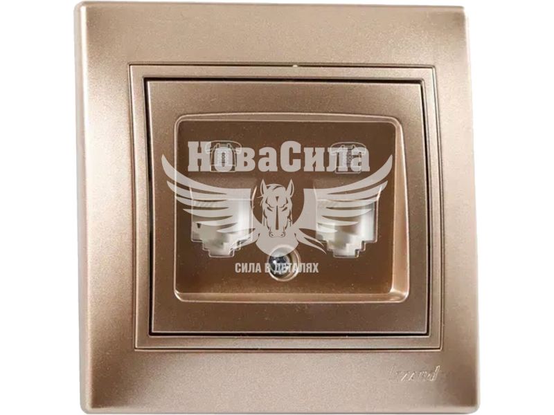 Розетка телефонна подвійна євро Lezard Mira світло-коричневий перламутр (701-3131-138)