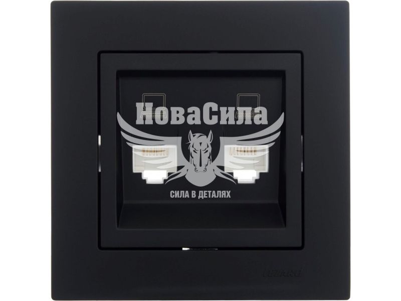 Розетка комп'ютерна подвійна Lezard Vesna RJ45 CAT5, антрацит (742-4288-141)