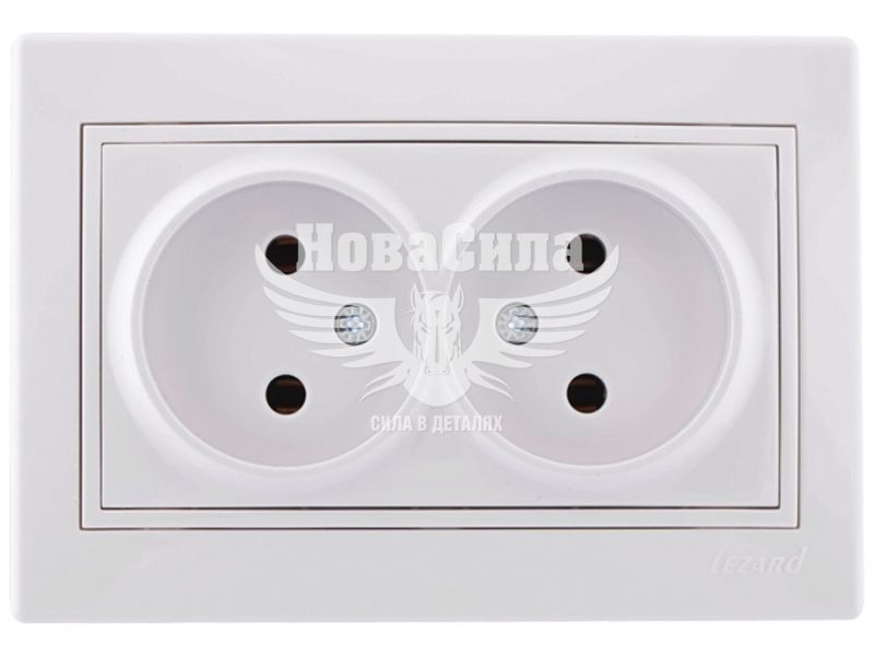 Розетка подвійна Lezard Mira б/з, білий (701-0202-128В)