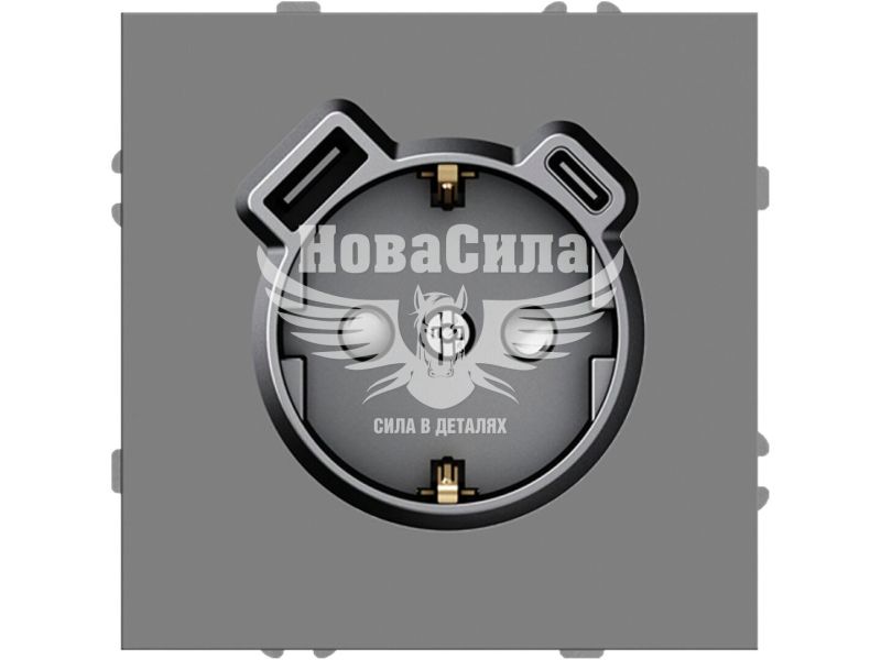 Розетка одинарна Ardero Soft ER123USB-B з/з + USB + Type C, сіра, (без рамки) (8658)