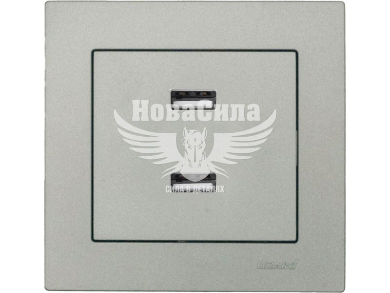 Розетка USB + USB Lezard Vesna платина (742-3588-192)