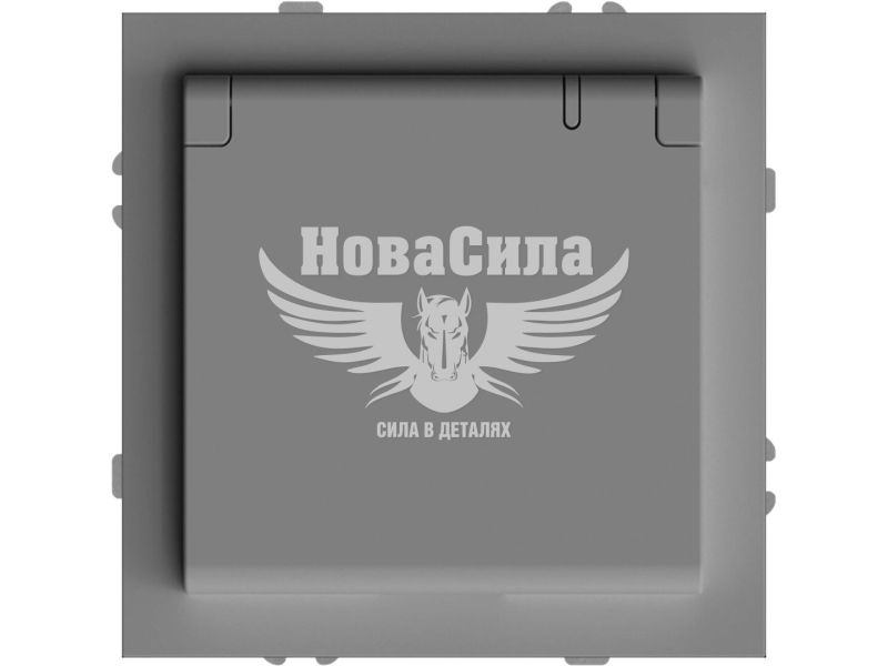 Розетка одинарна Ardero Soft ER131-G з/з з кришкою, сіра, (без рамки) (8652)