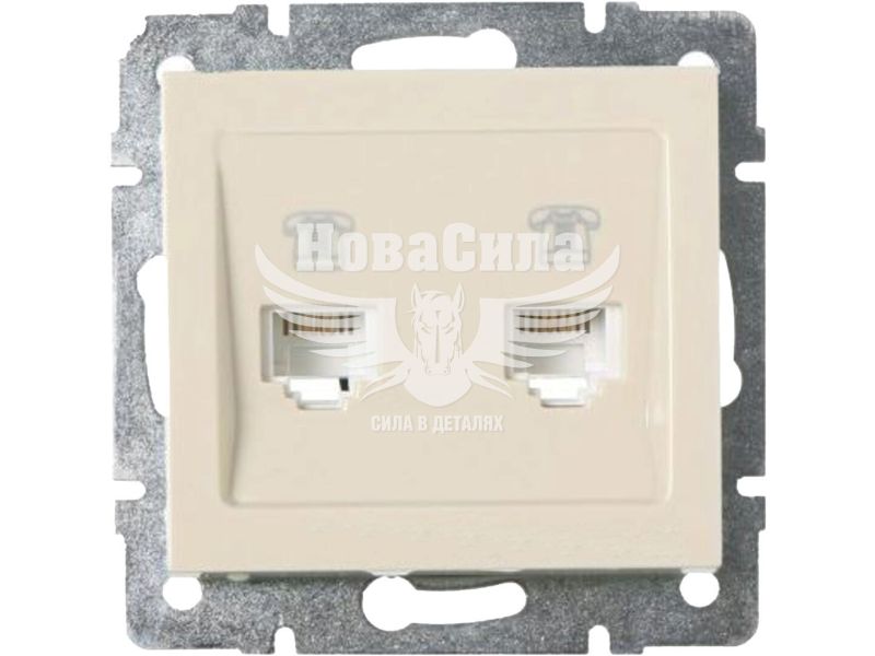 Розетка комп'ютер + телефон Lezard Rain RJ45 CAT5 + RJ11, перлинно-білий перламутр, (без рамки) (703-0288-143)