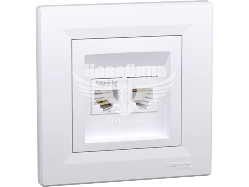 Розетка комп'ютер + телефон Schneider Electric Asfora RJ45 CAT5e + RJ12, білий (EPH4900121)