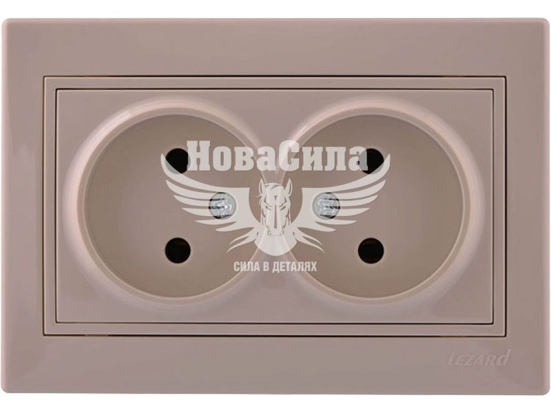 Розетка подвійна Lezard Mira б/з, крем (701-0303-128В)