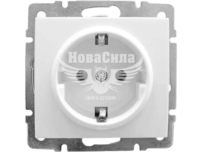 Розетка одинарна Lezard Rain з/з ПБТ, білий, (без рамки) (703-0288-122В)