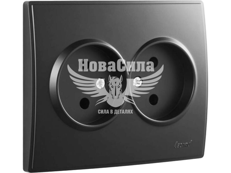 Розетка подвійна Lezard Lesya б/з, антрацит (705-4242-128B)