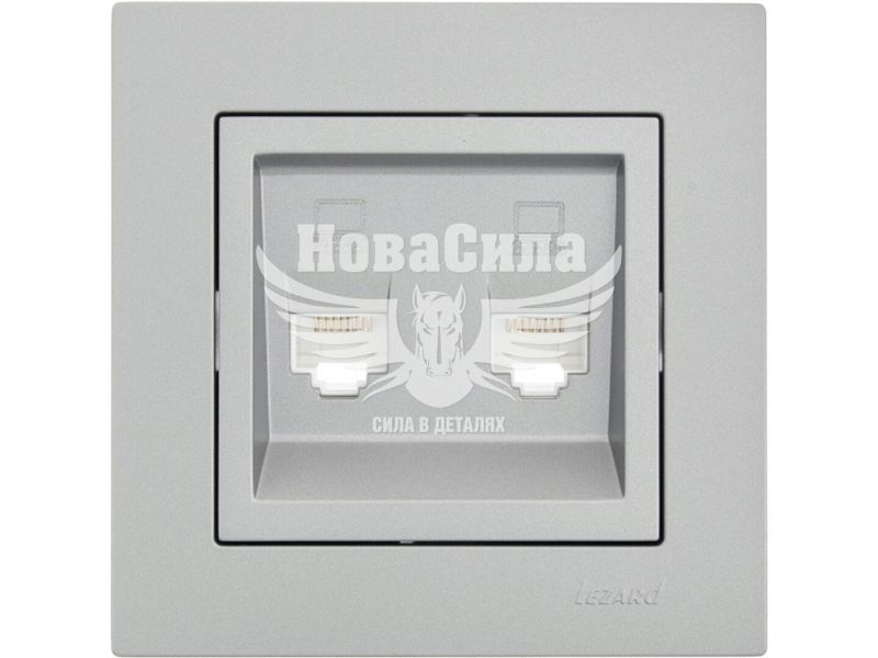Розетка комп'ютерна подвійна Lezard Vesna RJ45 CAT5, платина (742-3588-141)