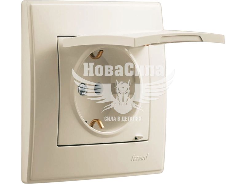 Розетка одинарна Lezard Lesya з/з з кришкою, крем (705-0303-123B)