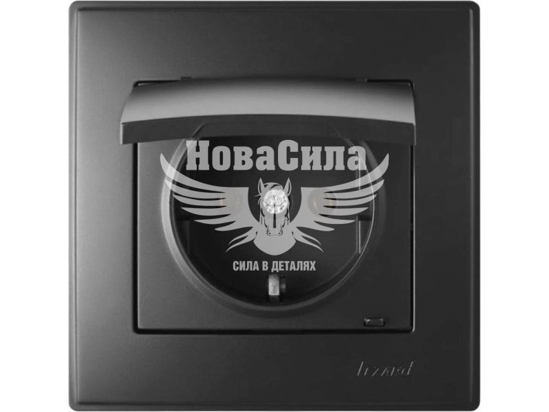 Розетка одинарна Lezard Lesya з/з з кришкою, антрацит (705-4242-123B)