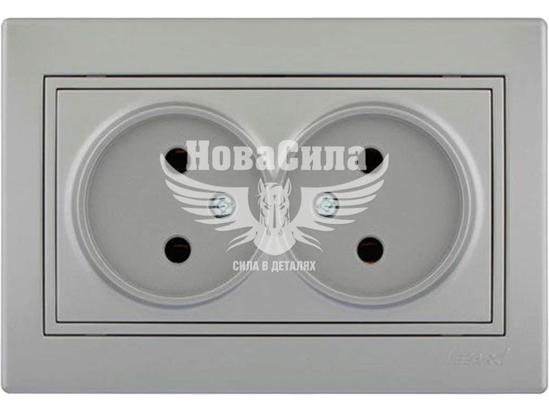 Розетка подвійна Lezard Mira б/з, сірий металік (701-1010-128В)