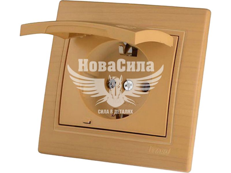 Розетка одинарна Lezard Mira з/з з кришкою, клен (701-4747-123В)