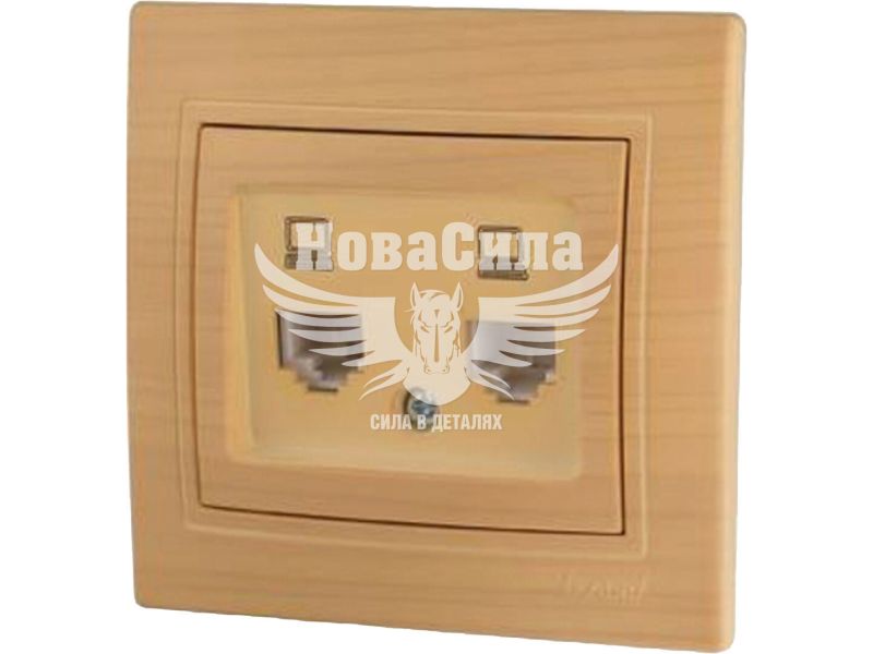 Розетка комп'ютерна подвійна Lezard Mira RJ45 CAT5, клен (701-4747-141)