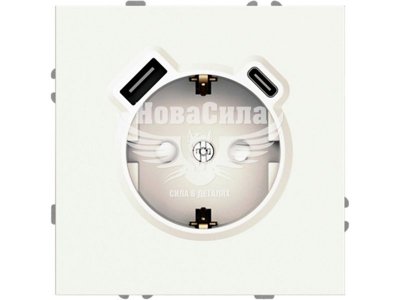 Розетка одинарна Ardero Soft ER123USB-B з/з + USB + Type C, білий, (без рамки) (8636)