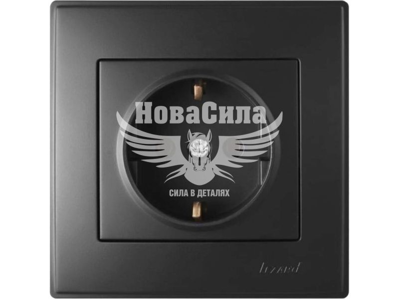 Розетка одинарна Lezard Lesya з/з, антрацит (705-4242-122B)