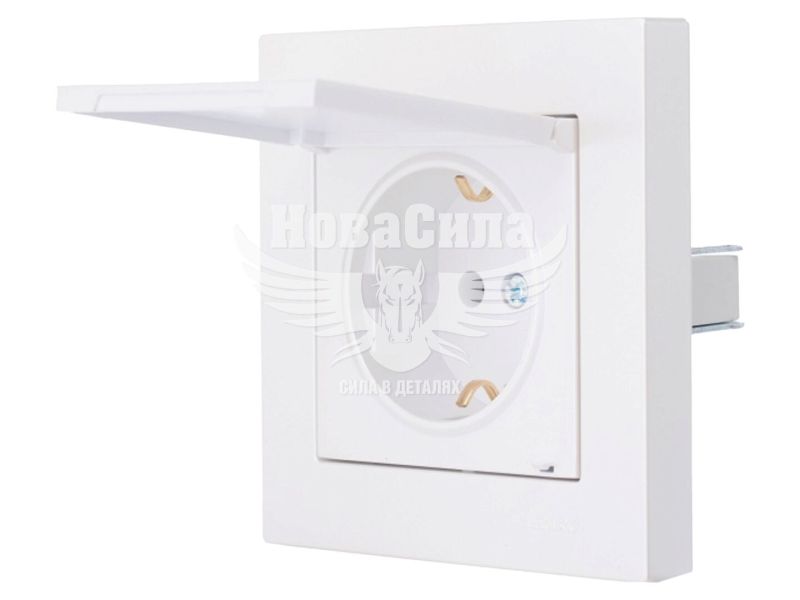Розетка одинарна Lezard Vesna з/з з кришкою, білий (742-0288-123B)