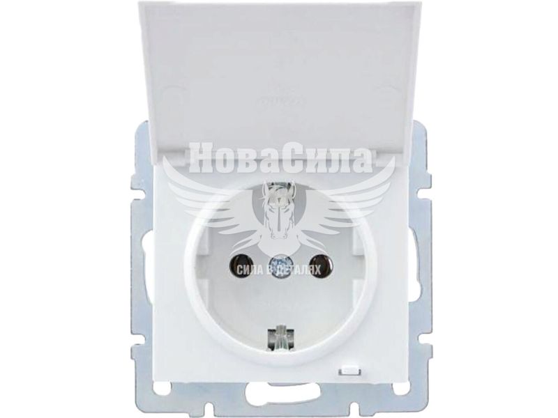 Розетка одинарна Lezard Rain з/з з кришкою ПБТ, білий, (без рамки) (703-0288-123B)