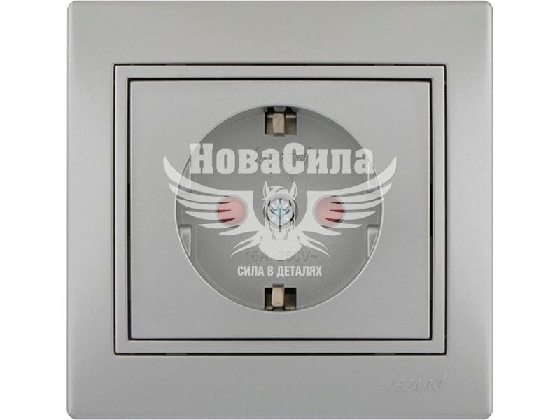 Розетка одинарна Lezard Mira з/з з захистом від дітей, сірий металік (701-1010-124В)