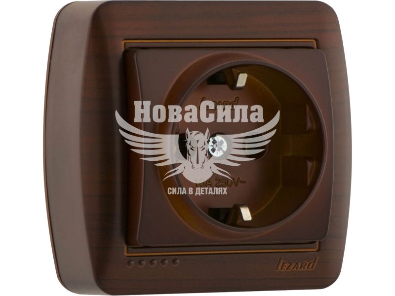 Розетка одинарна Lezard Demet з/з, античний кедр (711-0400-122)