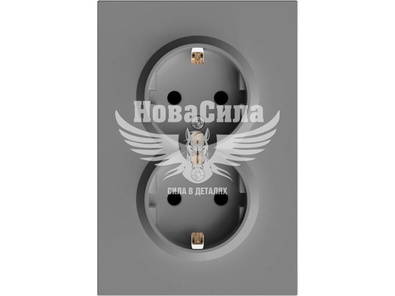 Розетка подвійна Ardero Soft ER122-G з/з, сірий (8654)