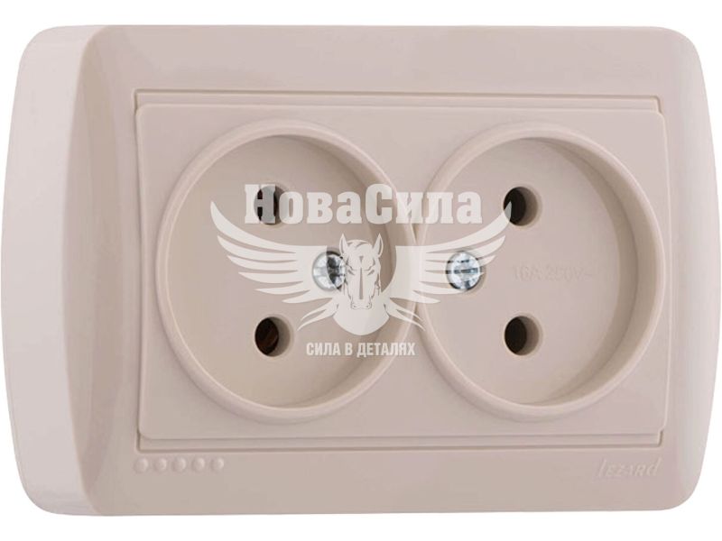 Розетка подвійна Lezard Demet б/з, крем (711-0300-128)