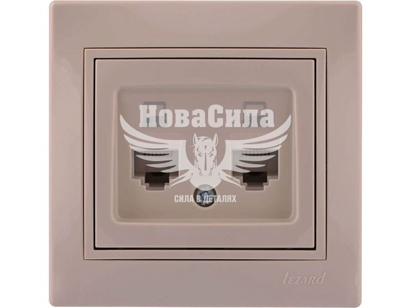 Розетка комп'ютерна подвійна Lezard Mira RJ45 CAT5, крем (701-0303-141)