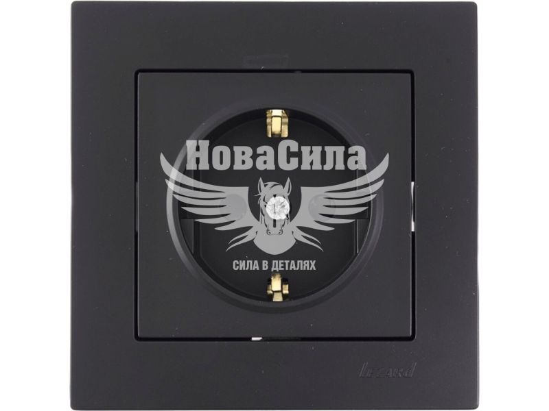 Розетка одинарна Lezard Vesna з/з з захистом від дітей, андрацит (742-4288-124B)