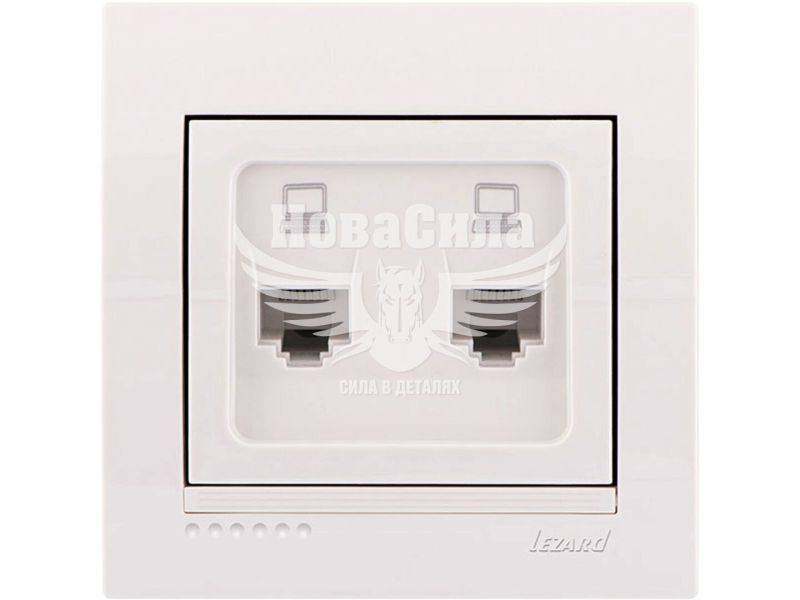 Розетка комп'ютерна подвійна Lezard Deriy RJ45 CAT5, білий (702-0202-141)
