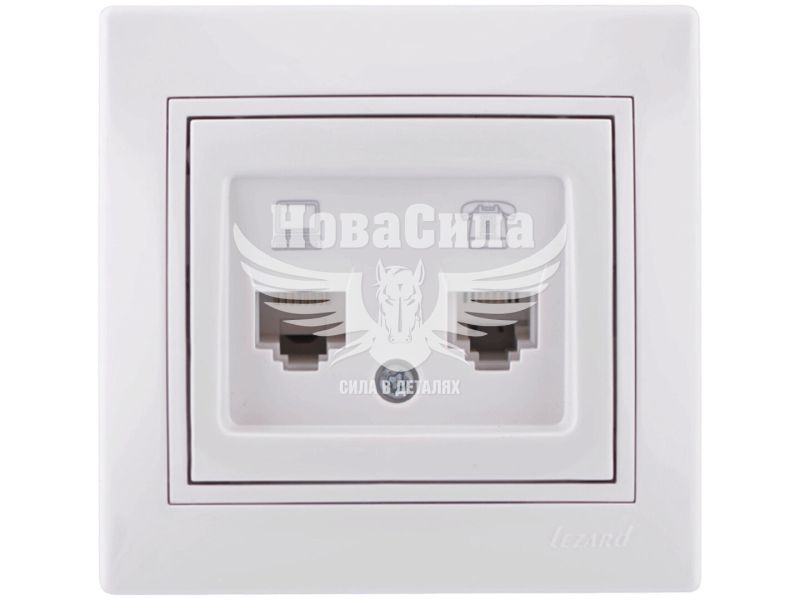 Розетка комп'ютер + телефон Lezard Mira RJ45 CAT5 + RJ11, білий (701-0202-143)