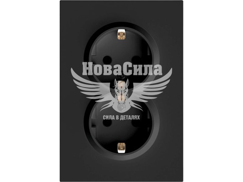 Розетка подвійна Ardero Soft ER122-B з/з, чорний (8643)