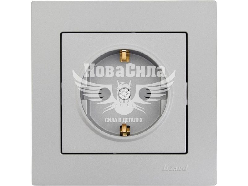 Розетка одинарна Lezard Vesna з/з з захистом від дітей, платина (742-3588-124B)