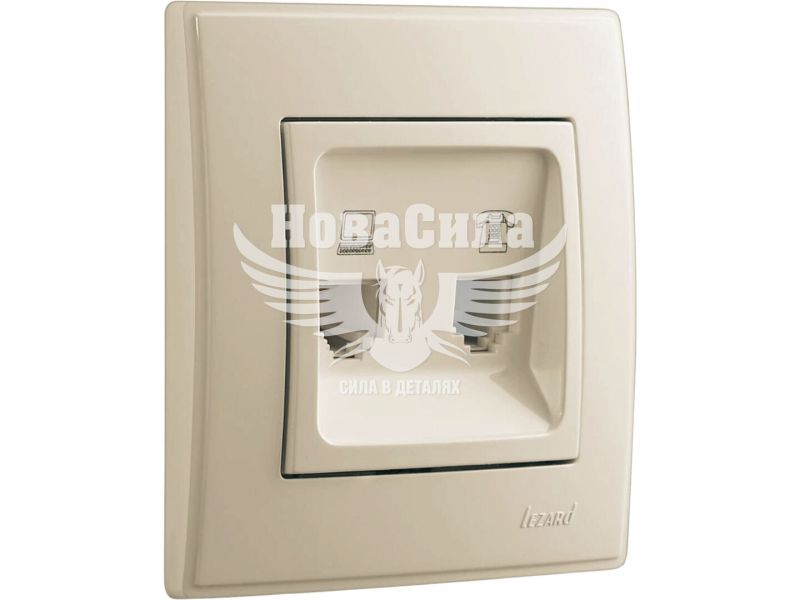 Розетка комп'ютер + телефон Lezard Lesya RJ45 CAT5 + RJ11, крем (705-0303-143)
