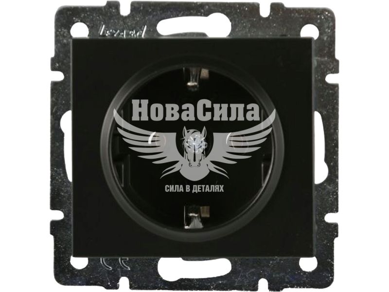 Розетка одинарна Lezard Rain з/з ПБТ, антрацит, (без рамки) (703-4288-122B)