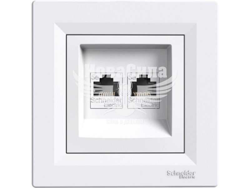 Розетка комп'ютерна подвійна Schneider Electric Asfora RJ45 CAT5e, білий (EPH4400121)