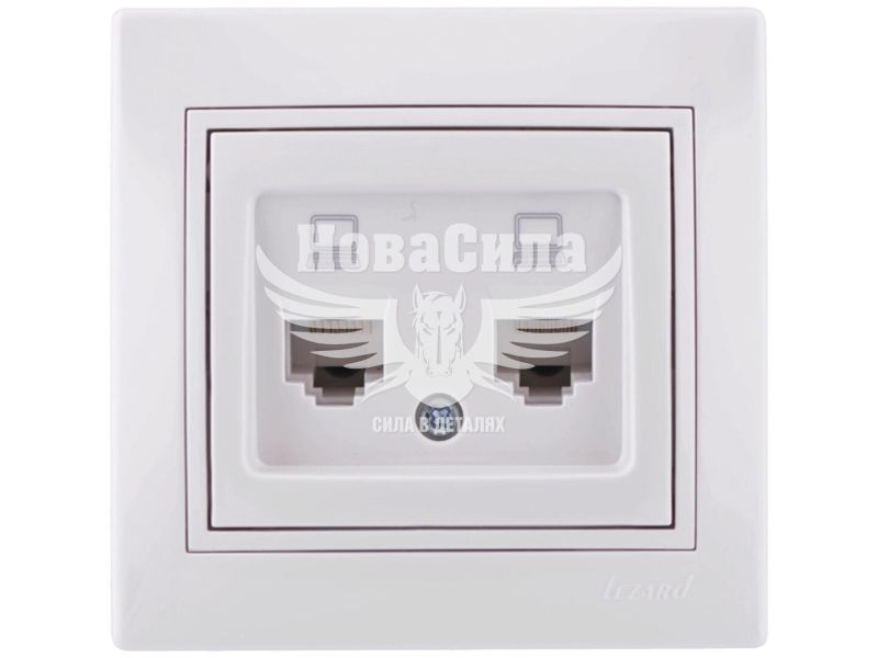 Розетка комп'ютерна подвійна Lezard Mira RJ45 CAT5, білий (701-0202-141)