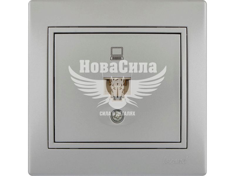 Розетка комп'ютерна Lezard Mira RJ45 CAT5, сірий металік (701-1010-139)