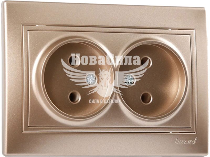 Розетка подвійна Lezard Mira б/з, світло-коричневий перламутр (701-3131-128В)