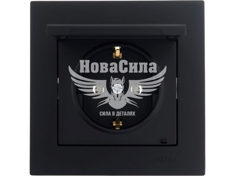 Розетка одинарна Lezard Vesna з/з з кришкою, антрацит (742-4288-123B)