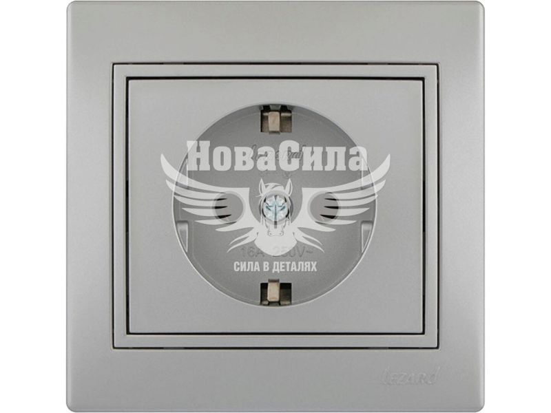 Розетка одинарна Lezard Mira з/з, сірий металік (701-1010-122В)