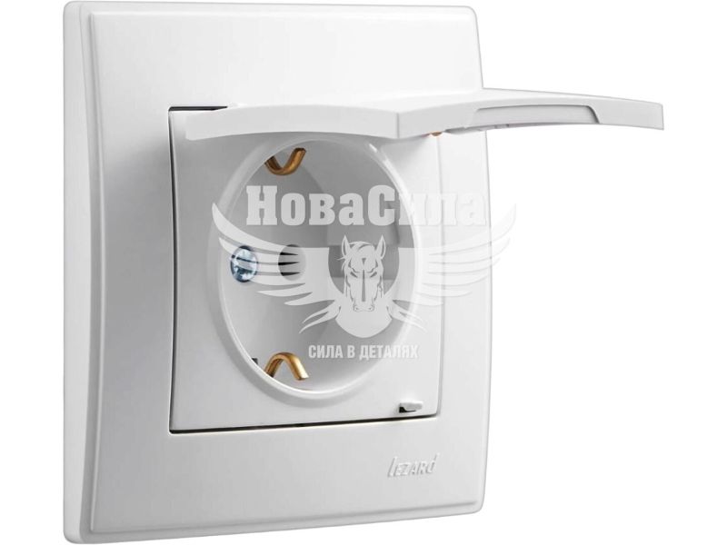 Розетка одинарна Lezard Lesya з/з з кришкою, білий (705-0202-123B)