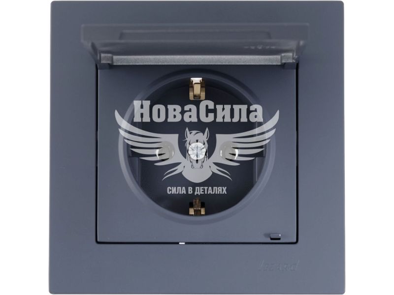 Розетка одинарна Lezard Vesna з/з з кришкою, шефілд грей (742-3488-123B)