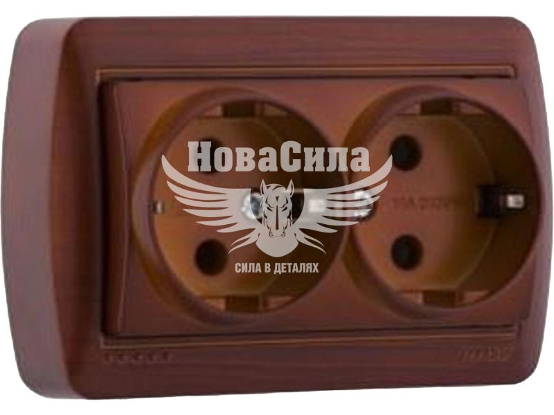 Розетка подвійна Lezard Demet з/з, античний махагон (711-0500-127)